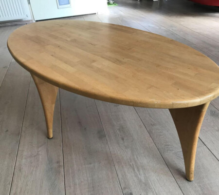 Salontafel ovaal massief beuken