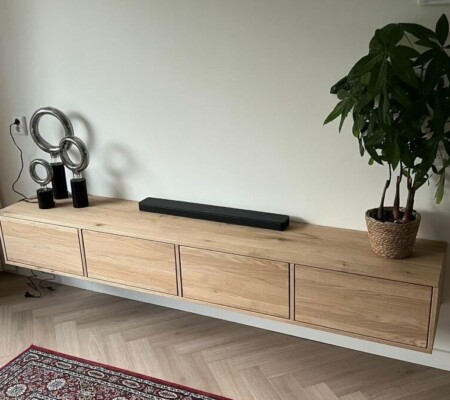 Televisiemeubel hangend - massief Europees eiken