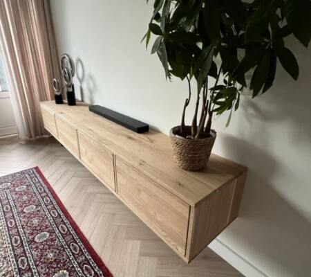 Televisiemeubel hangend - massief Europees eiken