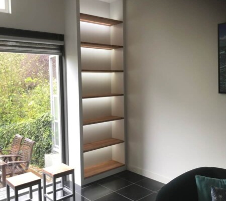 Wandkast en bar top met verlichting - massief hard maple - lak en olie